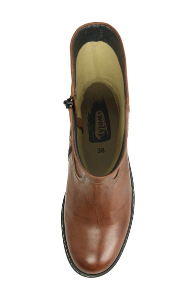 Wolky Edmonton Water Resistant Boot In Cognac Softy Wax Leather