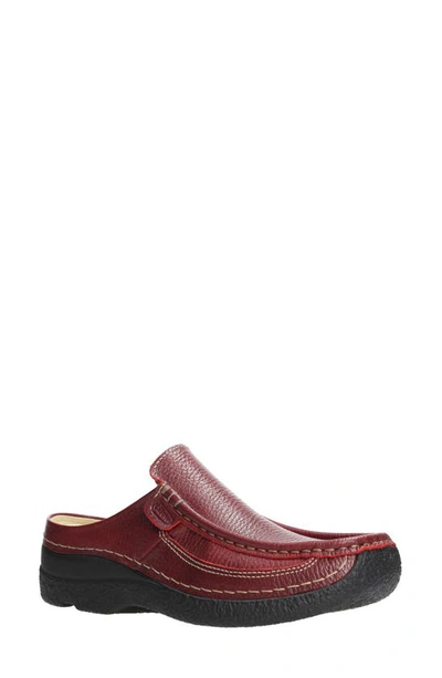 Shop Wolky Roll Slide Mule In Red Printed Leather