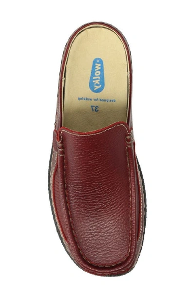 Wolky Roll Slide Mule In Red Printed Leather