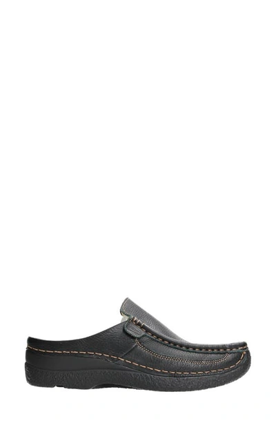 Shop Wolky Roll Slide Mule In Black Printed Leather