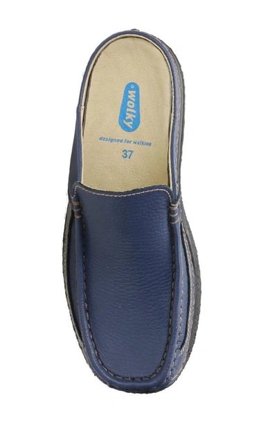 Wolky Roll Slide Mule In Sky Blue Printed Leather