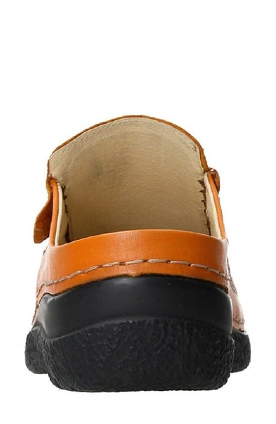 Wolky Roll Slide Mule In Dark Ochre Printed Leather
