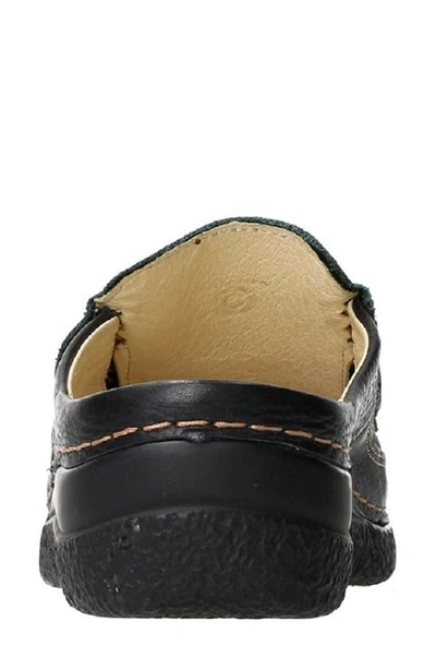 Wolky Roll Slide Mule In Black Printed Leather