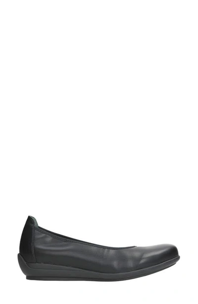 Shop Wolky Duncan F2f Flat In Black Biocare Stretch Leather