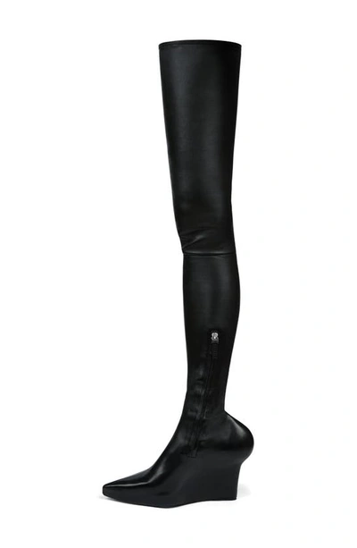 Shop Givenchy Show Stretch Pointed Toe Over The Knee Platform Boot In Black