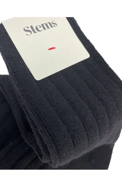 Shop Stems Luxe Merino Wool & Cashmere Blend Crew Socks In Black