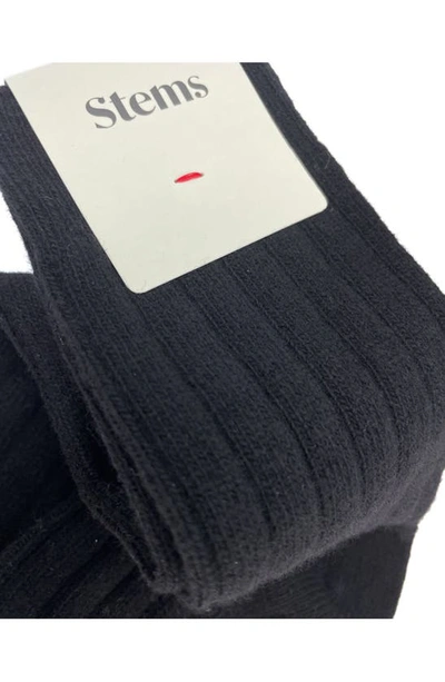 Stems Luxe Merino Wool Blend Crew Socks In Black