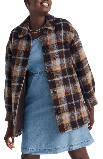 Shop Madewell Belrose Cassel Plaid Shirt Jacket In Devon Plaid Forage