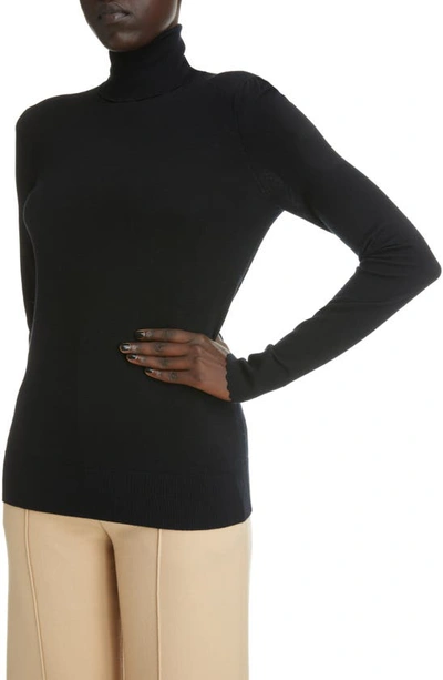 Shop Chloé Superfine Merino Wool Turtleneck Sweater In Black