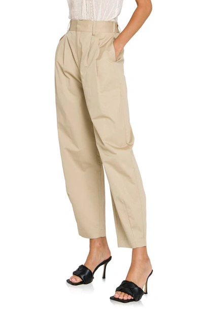 English Factory High Waist Pleated Trousers In Beige