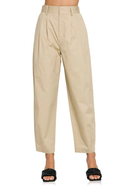 English Factory High Waist Pleated Trousers In Beige