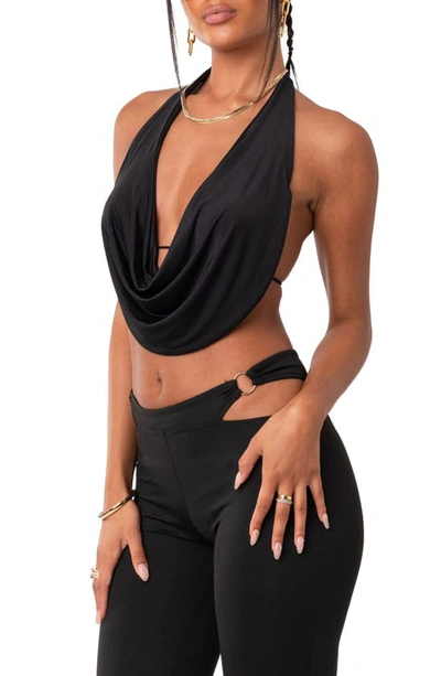 Edikted Monique Open Back Crop Top In Black