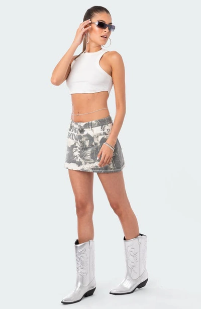 Edikted Rock Denim Miniskirt In Gray