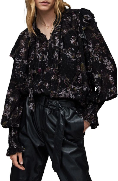 Shop Allsaints Lara Viola Floral Shirt In Black