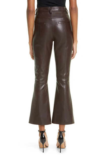 Shop Milly Hellena Faux Leather Kick Flare Pants In Chocolate
