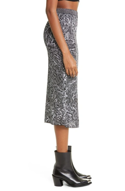 Shop Rabanne Leopard Jacquard Midi Skirt In Leopard Lurex Var D