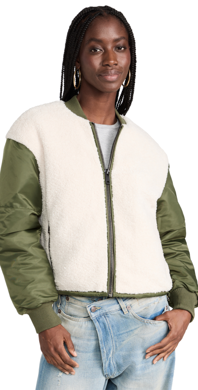 Shop Astr Tegan Jacket In Olive/ivory