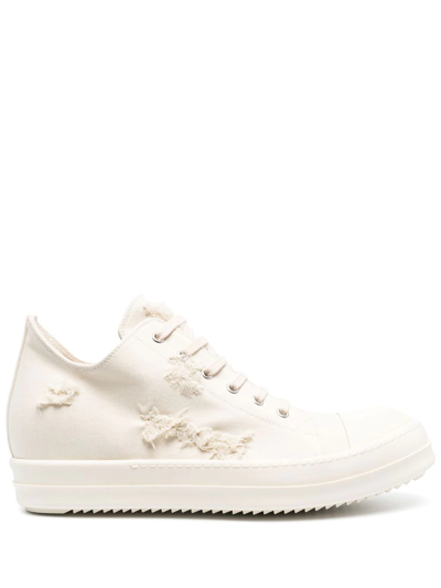 Shop Rick Owens Drkshdw Frayed Lace-up Sneakers In Neutrals