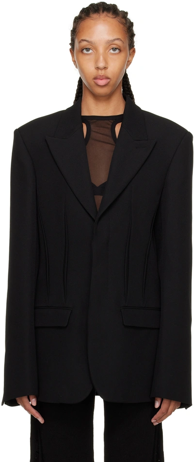 Shop Dion Lee Black Darted Blazer