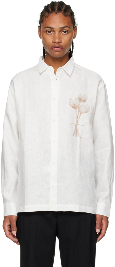 Shop Jacquemus Off-white 'le Chemise Baou' Shirt In Print Tulip