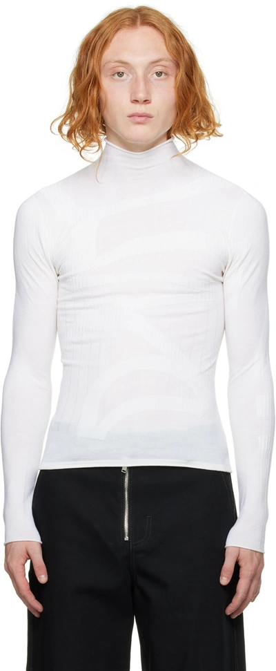 Dion Lee White Rolled Long Sleeve Turtleneck In White