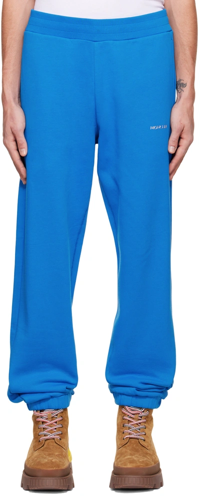 Shop Moncler Blue Bonded Lounge Pants In 73r Blue