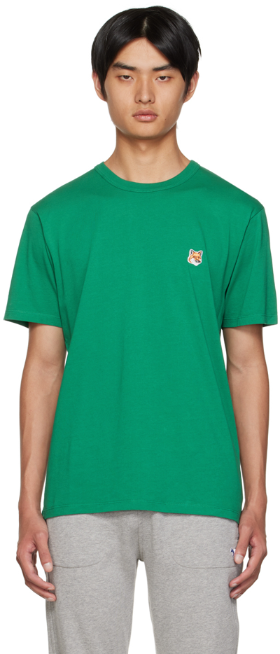 Shop Maison Kitsuné Green Fox Head T-shirt In P370 Deep Green