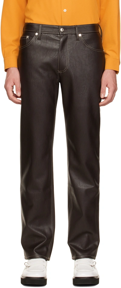 Shop Séfr Brown Londré Faux-leather Trousers In Coffee Brown