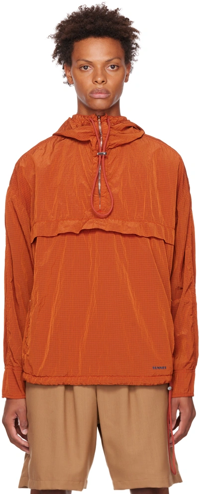 Shop Sunnei Orange Anorak Jacket In T108 Choco