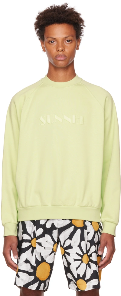 Shop Sunnei Green Embroidered Sweatshirt In 322 Mint