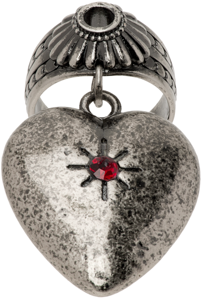 Shop Marni Silver Heart Pendant Ring In Nf781 Vintage Pallad