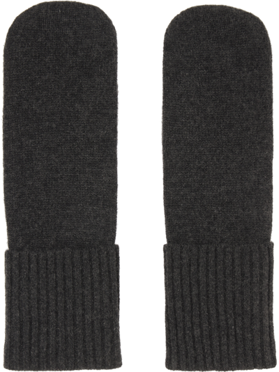 Shop Filippa K Gray Recycled Mittens In Anthracite 1431
