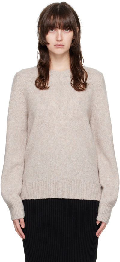 Shop Helmut Lang Taupe Slash Sweater In 261 Taupe