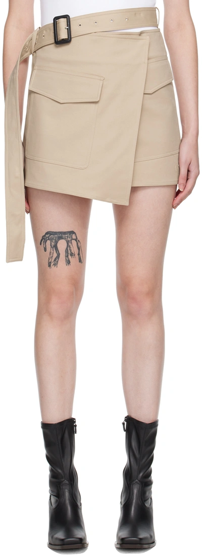 Shop Helmut Lang Tan Trench Miniskirt In 253 Sandstorm