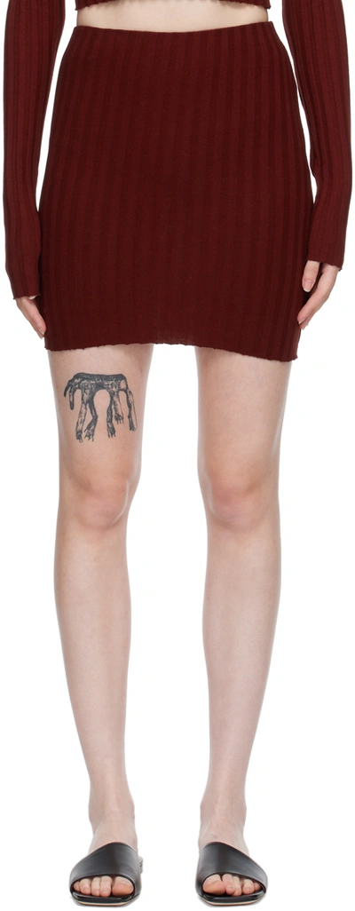 Shop Cotton Citizen Burgundy Capri Miniskirt In Wine