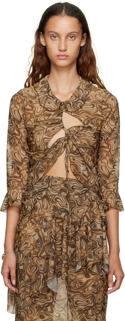 Avavav Brown Holy Shirt 2.0 Blouse In Brown Wobble Print