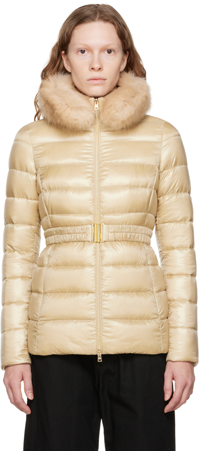 Shop Herno Gold Claudia Down Jacket In 2100 Mandorla