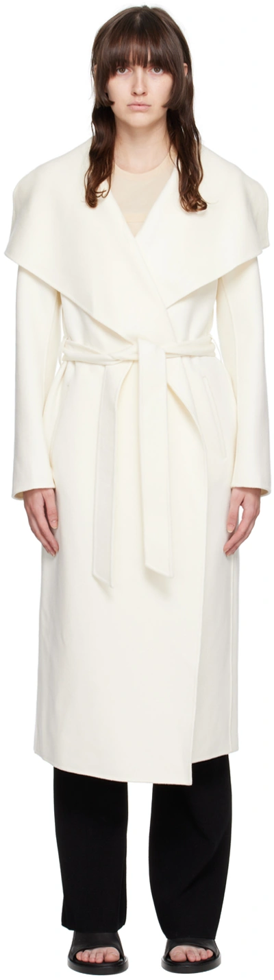 Mackage Spread-collar Tied Coat In Cream
