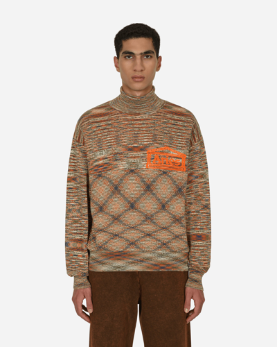 Aries Temple Logo Space Dye Cotton Blend Knit Turtleneck Sweater In Multicolor