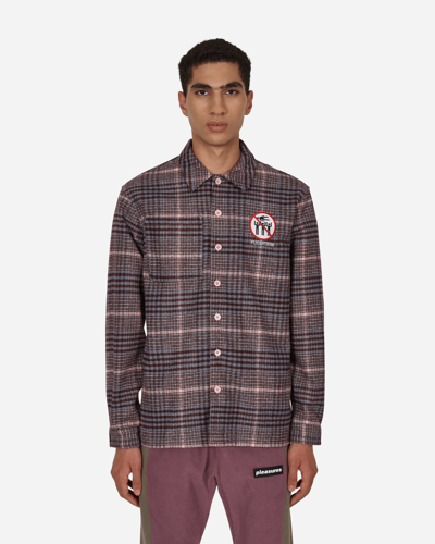 Pleasures Surfing Plaid Flannel Button-up Shirt In Pink