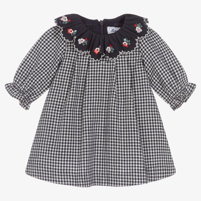 Shop Tartine Et Chocolat Girls Navy Blue & White Check Dress