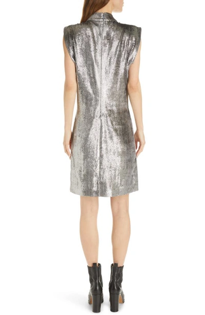 Shop Isabel Marant Rosemaya Metallic Texture Cowl Neck Dress In Silver