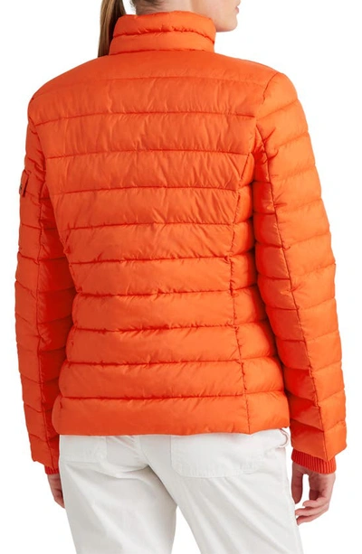 Shop Lauren Ralph Lauren Recycled Polyester Puffer Jacket In Tangerine