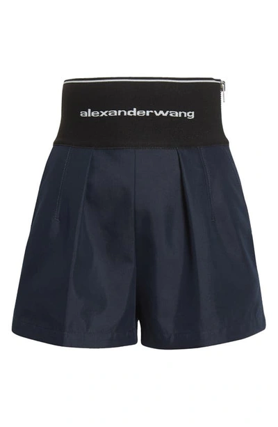Shop Alexander Wang Carrot High Waist Logo Shorts In After Dark