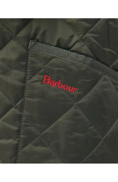 Shop Barbour Kids' Liddesdale Quilted Jacket In Dk Olive/ Red
