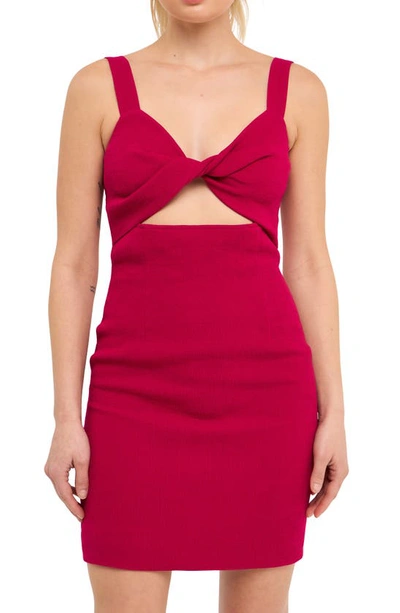 Endless Rose Plissé Cutout Minidress In Pink Violet