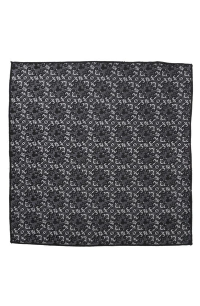Cufflinks, Inc X Disney Mickey Mouse Damask Tile Silk Pocket Square In Gray