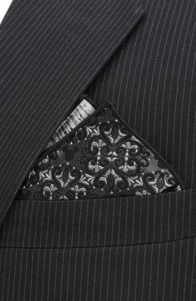 Cufflinks, Inc X Disney Mickey Mouse Damask Tile Silk Pocket Square In Gray