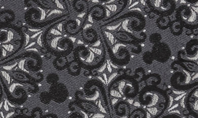 Cufflinks, Inc X Disney Mickey Mouse Damask Tile Silk Pocket Square In Gray