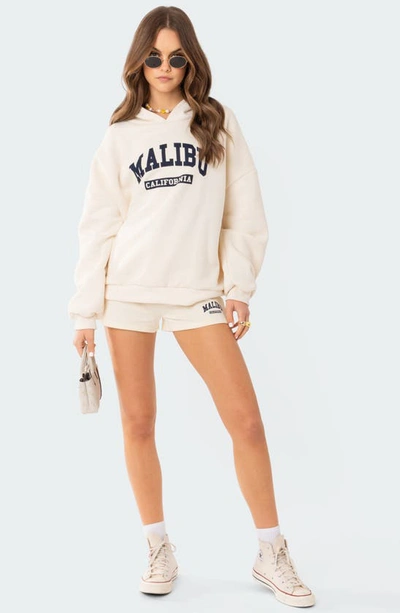 Shop Edikted Malibu Pullover Hoodie In Cream